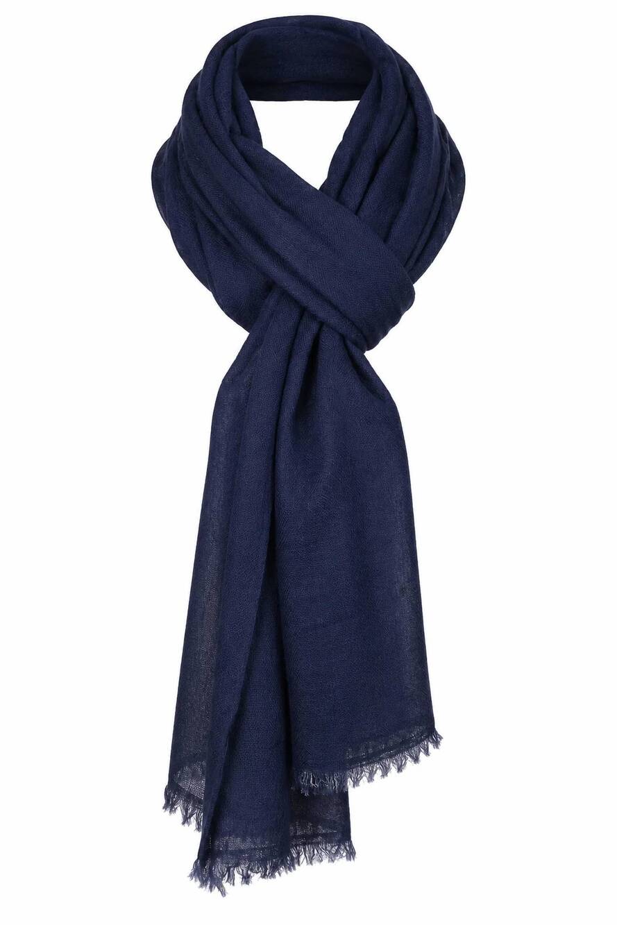 NEW DOLMA women's diamond weave cashmere featherweight scarf in navy